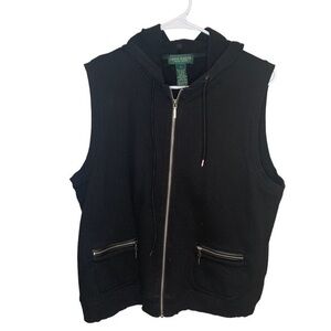 Lauren Jeans Co Ralph Lauren Black Zip Up Sweater Vest Size Large